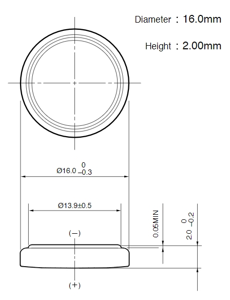 CR1620 Dimensions
